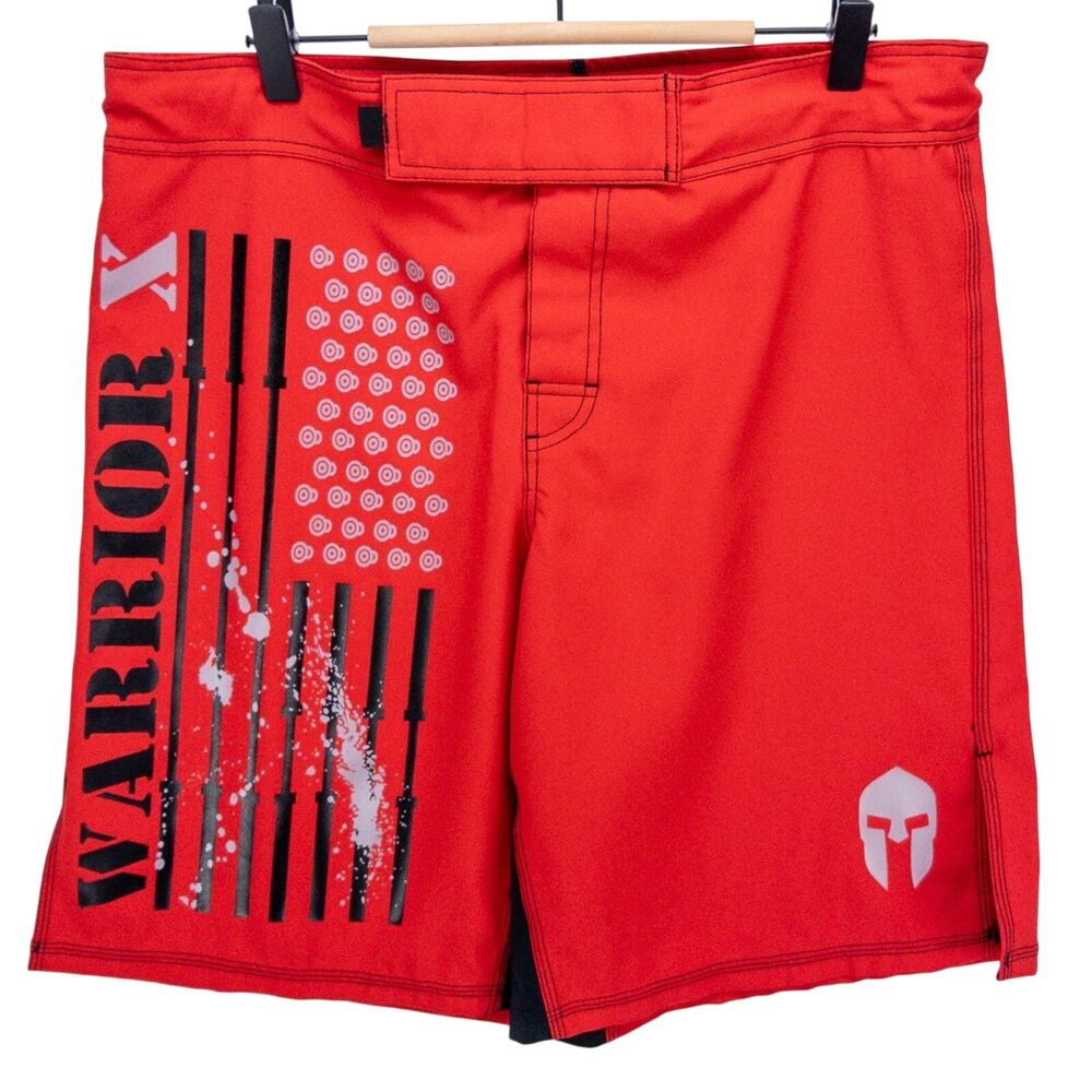 Men’s 34 Training Shorts MMA Boxing Athletic Red Black Spartan WarriorXGear